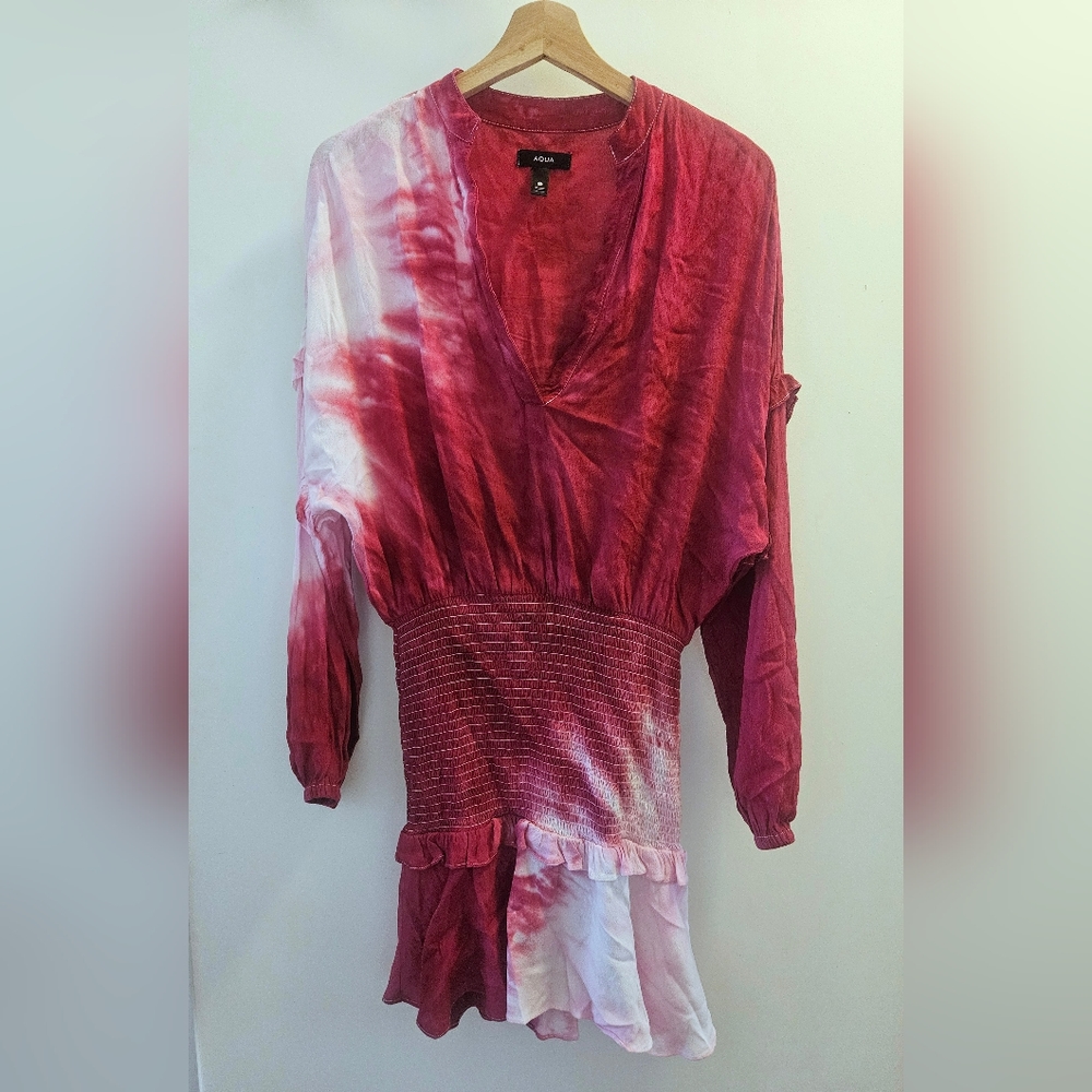 Aqua long sleeve pattern mini dress size s